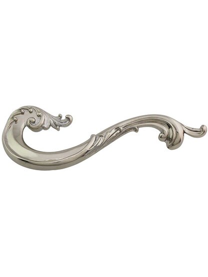 French Court Left-Hand Drawer Pull - 5 inch Center-to-Center in White Brass.